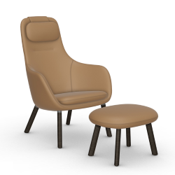 VITRA armchair with loose seat cushion HAL LOUNGE CHAIR & OTTOMAN in Premium Leather