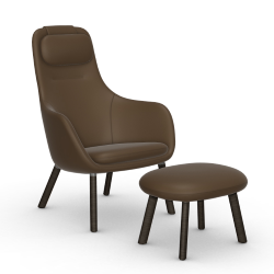 VITRA armchair with loose seat cushion HAL LOUNGE CHAIR & OTTOMAN in Premium Leather