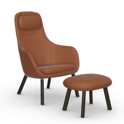 VITRA armchair with loose seat cushion HAL LOUNGE CHAIR & OTTOMAN in Premium Leather