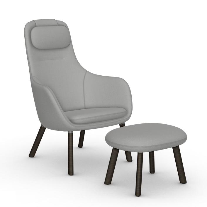 VITRA armchair with loose seat cushion HAL LOUNGE CHAIR & OTTOMAN in Credo fabric