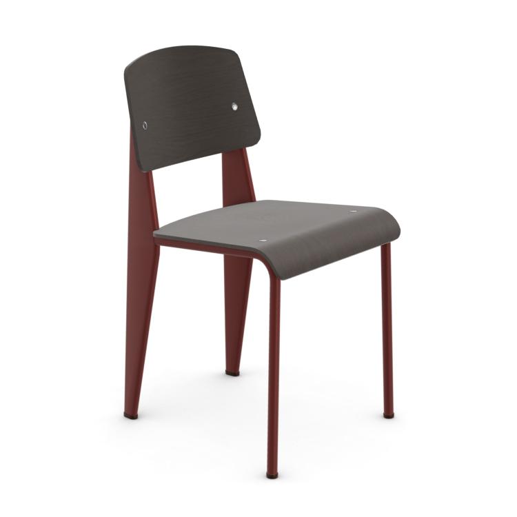 VITRA chair STANDARD (Dark oak, japanese red base - Veneered wood and  painted steel)