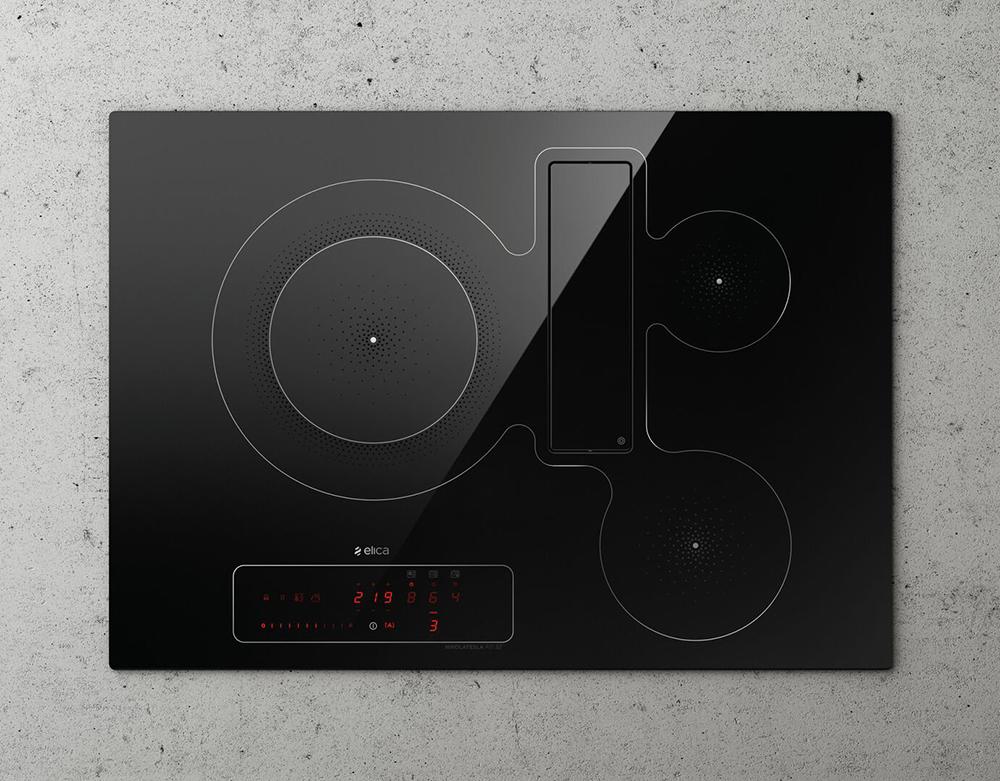 ELICA induction hob with recycling hood NIKOLATESLA FIT 3Z 72 cm and KIT0167756 for plinth-in outlet