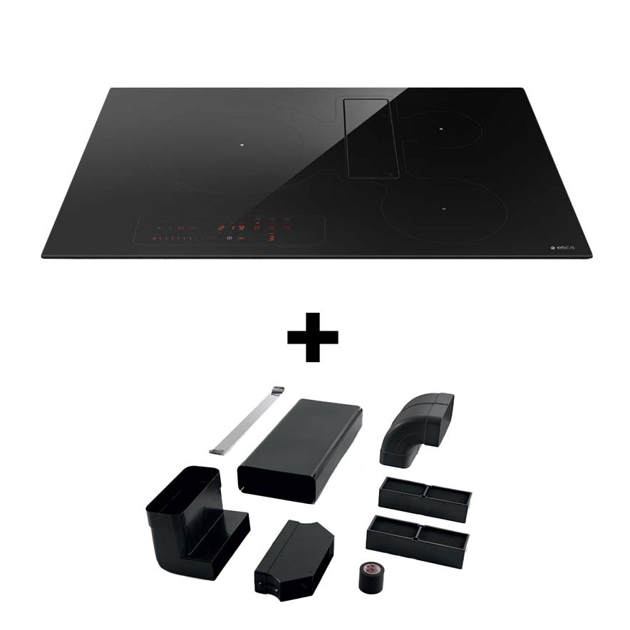 ELICA induction hob with recycling hood NIKOLATESLA FIT 3Z 72 cm and KIT0167756 for plinth-in outlet
