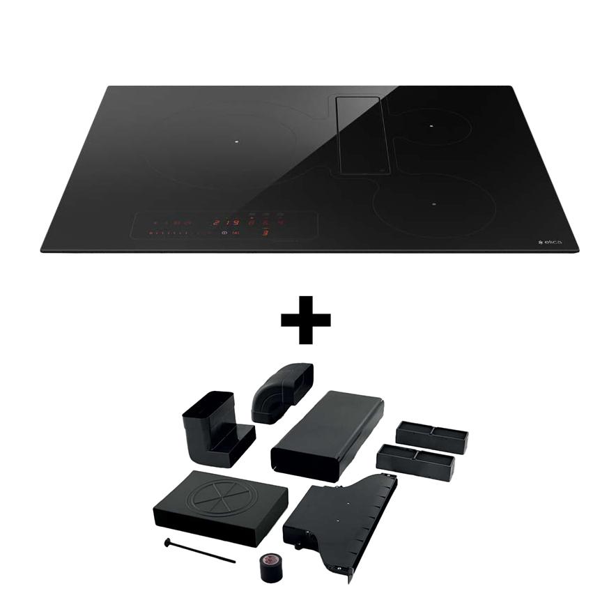 ELICA plaque à induction avec hotte version recyclage NIKOLATESLA FIT 3Z 72 cm et KIT0167757 pour sortie à l'extérieur du socle