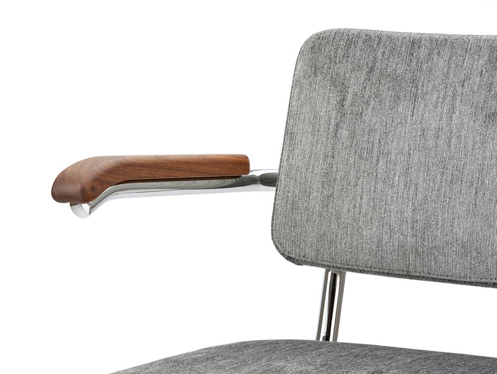 THONET cantilever chair S 64 PV with arms and full padding
