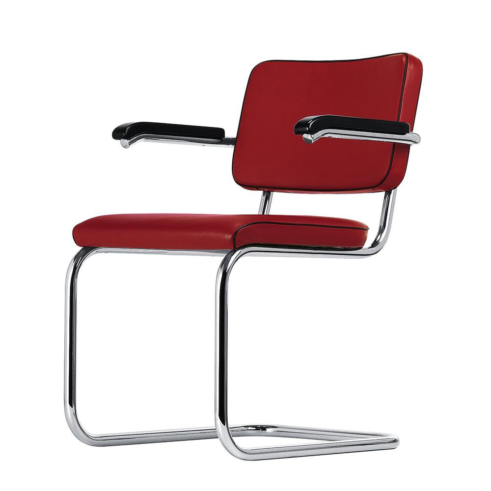 THONET cantilever chair S 64 PV with arms and full padding