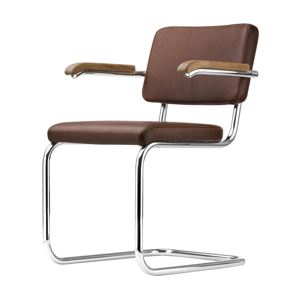 THONET cantilever chair S 64 PV with arms and full padding