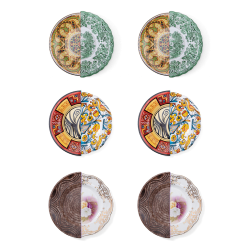 SELETTI set of 6 dessert plates HYBRID Sravasti + Huaricanga + Nok