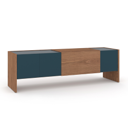 PUNT MOBLES buffet TOSCANA - LUCCA Super Matt Walnut / Glossy lacquer GRAYISH BLUE