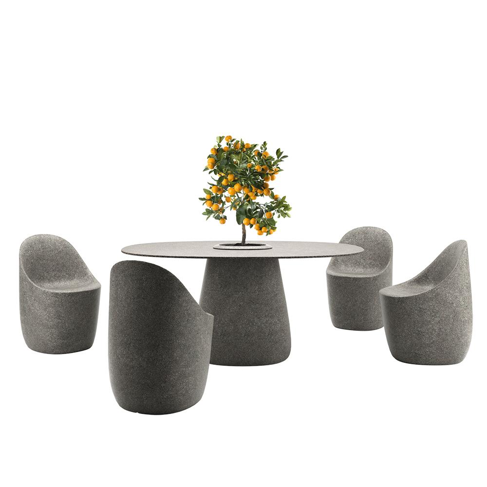 QEEBOO table pour l'extérieur COBBLE BUCKET avec le plateau en GRÈS 160 cm