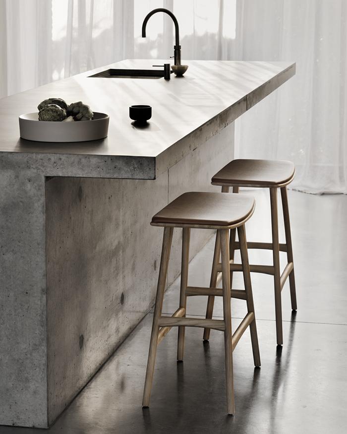 ETHNICRAFT stool with cushion OSSO H 69 cm