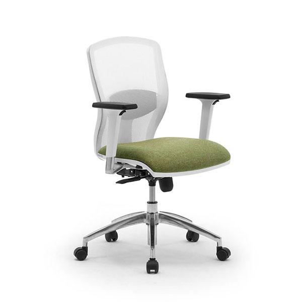 LEYFORM fauteuil de bureau SPRINT RE avec accoudoirs réglables en hauteur, base en aluminium poli et pièces en plastique blanc