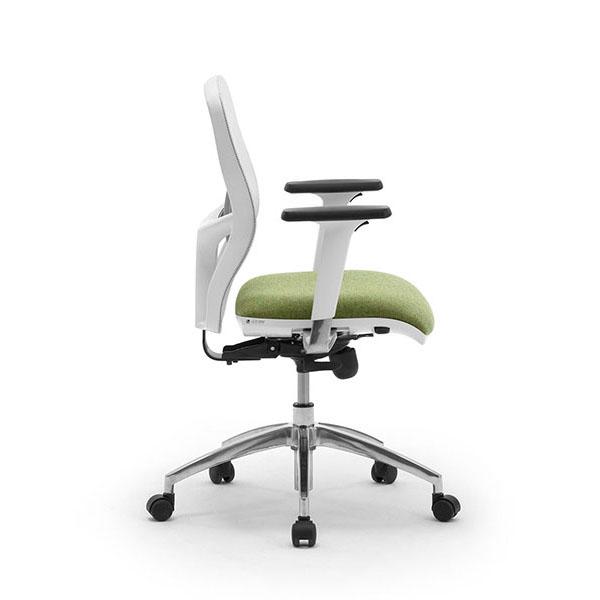 LEYFORM fauteuil de bureau SPRINT RE avec accoudoirs réglables en hauteur, base en aluminium poli et pièces en plastique blanc
