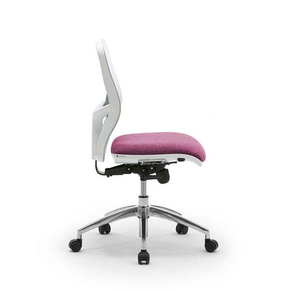 LEYFORM fauteuil de bureau SPRINT RE sans accoudoirs avec la base en aluminium poli et pièces en plastique blanc