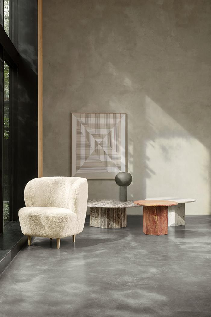 GUBI armchair STAY SMALL with wooden legs