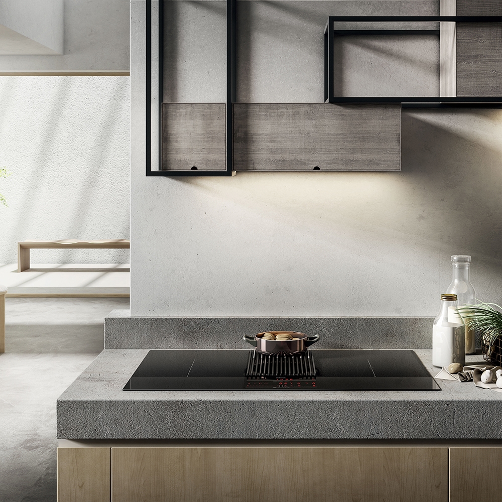 ELICA plaque à induction NIKOLATESLA LIBRA EVO avec hotte aspirante convertible en recyclage