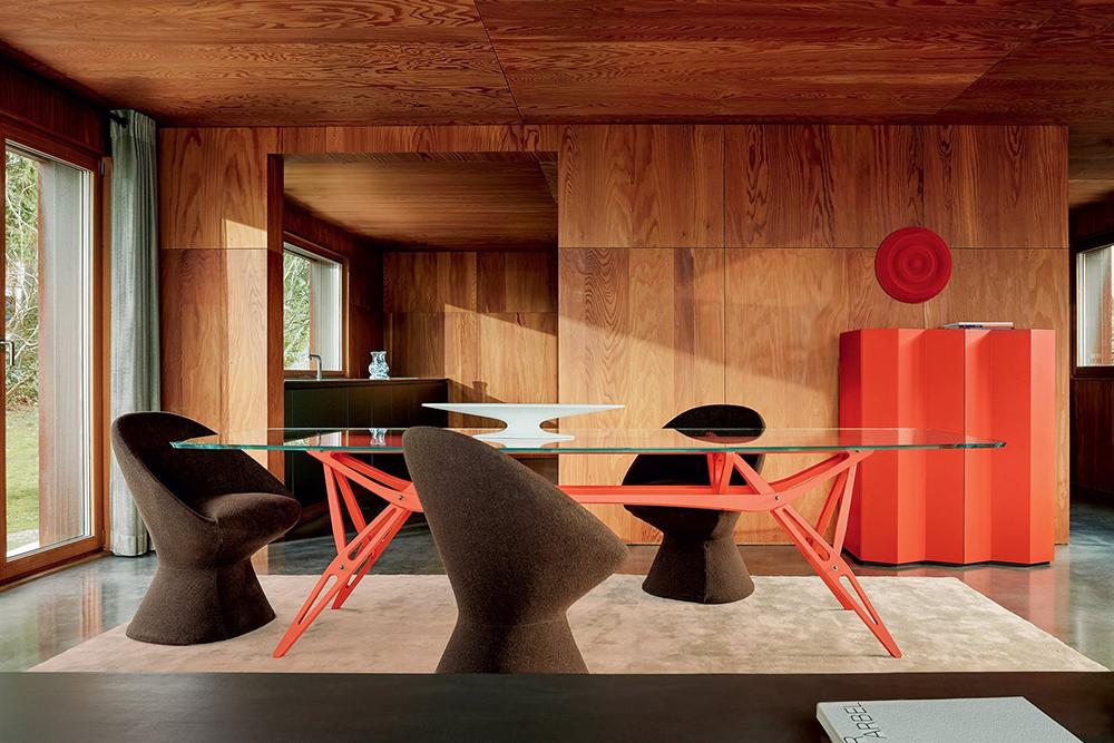 ZANOTTA table avec plateau en verre REALE CM