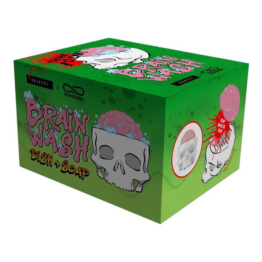 SELETTI skull shaped soap holder BRAIN WASH with soap