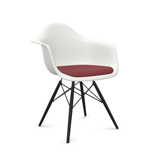 VITRA Eames Plastic Armchair with cushion and black maple base DAW NEW DIMENSIONS