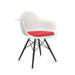 VITRA Eames Plastic Armchair with cushion and black maple base DAW NEW DIMENSIONS