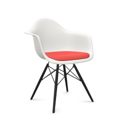 VITRA Eames Plastic Armchair with cushion and black maple base DAW NEW DIMENSIONS
