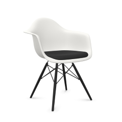 VITRA Eames Plastic Armchair with cushion and black maple base DAW NEW DIMENSIONS