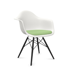 VITRA Eames Plastic Armchair with cushion and black maple base DAW NEW DIMENSIONS