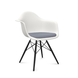 VITRA Eames Plastic Armchair with cushion and black maple base DAW NEW DIMENSIONS