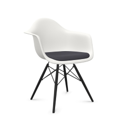 VITRA Eames Plastic Armchair with cushion and black maple base DAW NEW DIMENSIONS