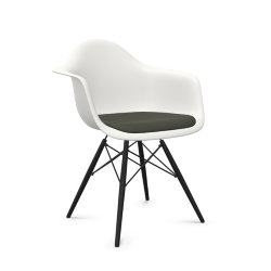 VITRA Eames Plastic Armchair with cushion and black maple base DAW NEW DIMENSIONS