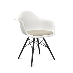VITRA Eames Plastic Armchair with cushion and black maple base DAW NEW DIMENSIONS