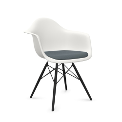 VITRA Eames Plastic Armchair with cushion and black maple base DAW NEW DIMENSIONS