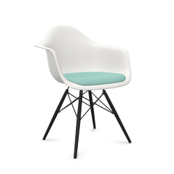 VITRA Eames Plastic Armchair with cushion and black maple base DAW NEW DIMENSIONS