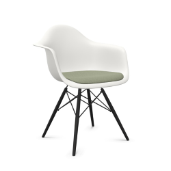 VITRA Eames Plastic Armchair with cushion and black maple base DAW NEW DIMENSIONS
