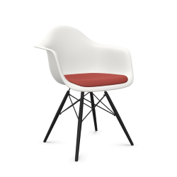 VITRA Eames Plastic Armchair with cushion and black maple base DAW NEW DIMENSIONS
