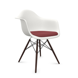 VITRA Eames Plastic Armchair with cushion and dark maple base DAW NEW DIMENSIONS