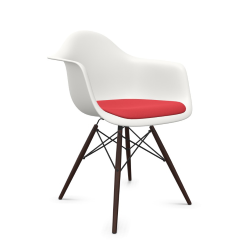VITRA Eames Plastic Armchair with cushion and dark maple base DAW NEW DIMENSIONS