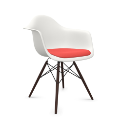 VITRA Eames Plastic Armchair with cushion and dark maple base DAW NEW DIMENSIONS