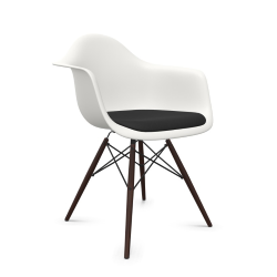 VITRA Eames Plastic Armchair with cushion and dark maple base DAW NEW DIMENSIONS