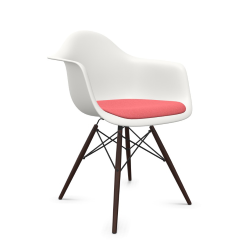 VITRA Eames Plastic Armchair with cushion and dark maple base DAW NEW DIMENSIONS