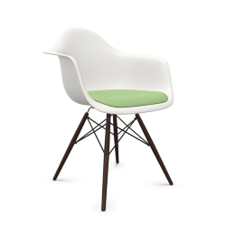 VITRA Eames Plastic Armchair with cushion and dark maple base DAW NEW DIMENSIONS
