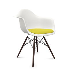 VITRA Eames Plastic Armchair with cushion and dark maple base DAW NEW DIMENSIONS