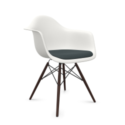 VITRA Eames Plastic Armchair with cushion and dark maple base DAW NEW DIMENSIONS