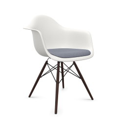 VITRA Eames Plastic Armchair with cushion and dark maple base DAW NEW DIMENSIONS