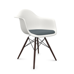 VITRA Eames Plastic Armchair with cushion and dark maple base DAW NEW DIMENSIONS