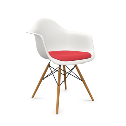 VITRA Eames Plastic Armchair with cushion and golden maple base DAW NEW DIMENSIONS