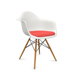VITRA Eames Plastic Armchair with cushion and golden maple base DAW NEW DIMENSIONS