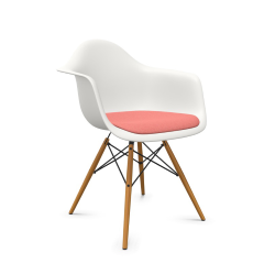 VITRA Eames Plastic Armchair with cushion and golden maple base DAW NEW DIMENSIONS