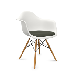VITRA Eames Plastic Armchair with cushion and golden maple base DAW NEW DIMENSIONS
