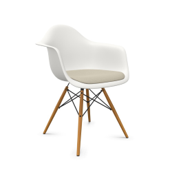 VITRA Eames Plastic Armchair with cushion and golden maple base DAW NEW DIMENSIONS